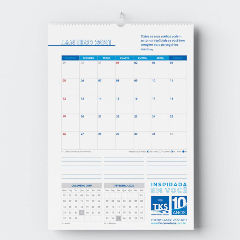 Impressão de Calendários de Parede